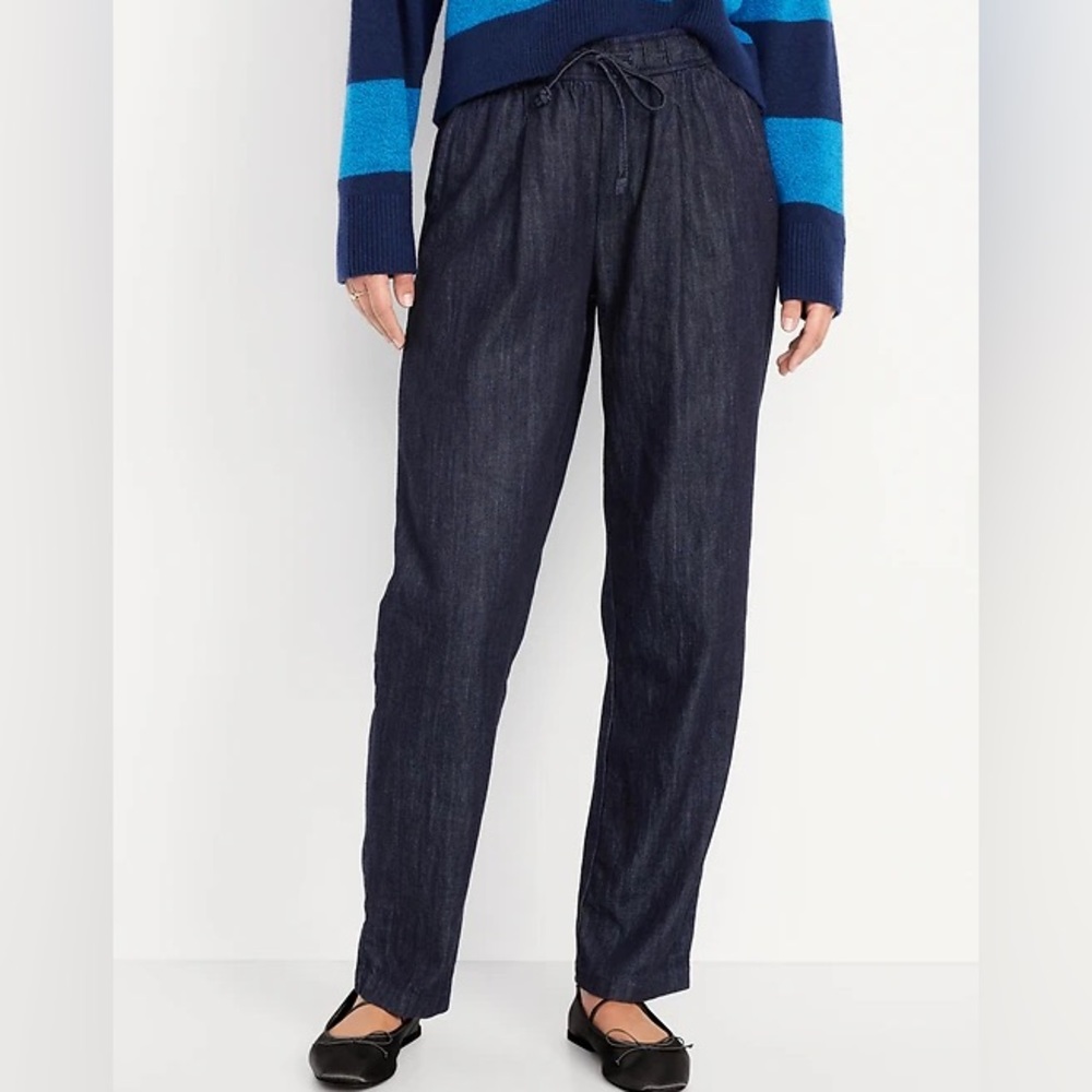 Old Navy High-Waisted Billie Straight Ankle Trouser. Dark Rinse. NWT